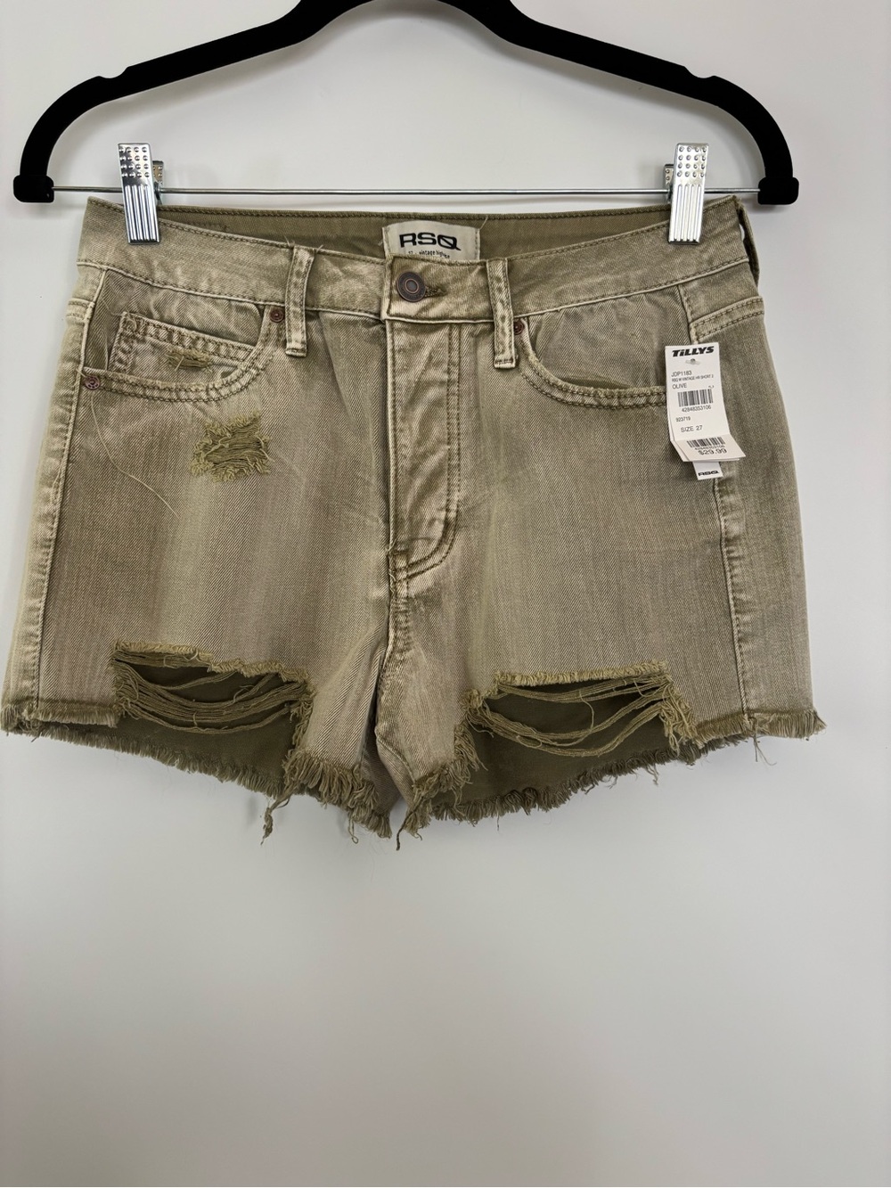 RSQ Women’s High Rise Vintage Shorts Olive Size 27 NWT